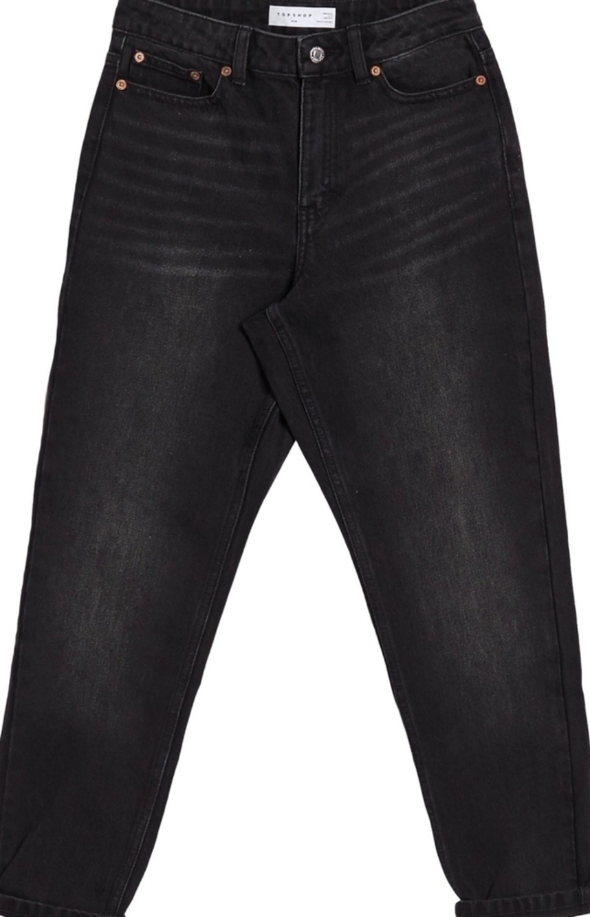 Topshop Avril Girlfriend Mom Jean Washed Black